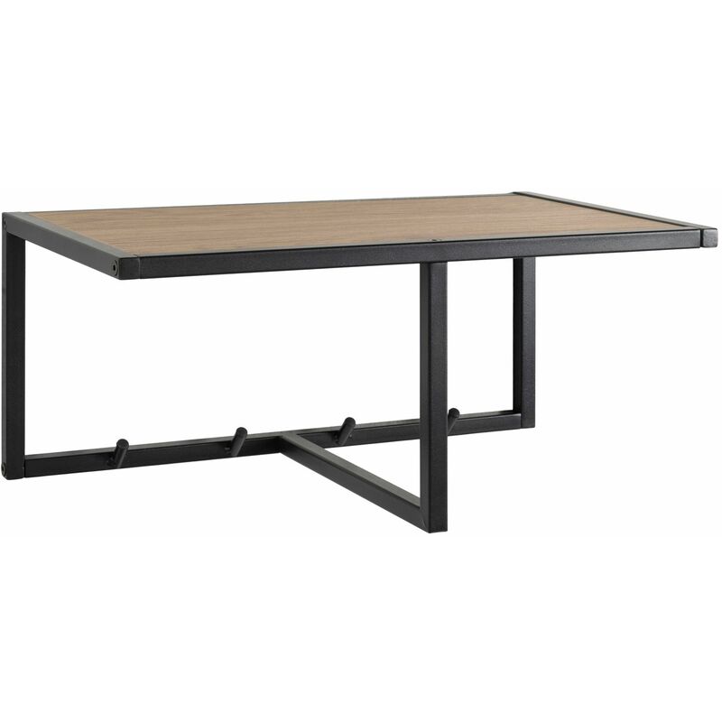 Toilinux - Etagère murale porte-manteau 4 accroches en mdf et Métal