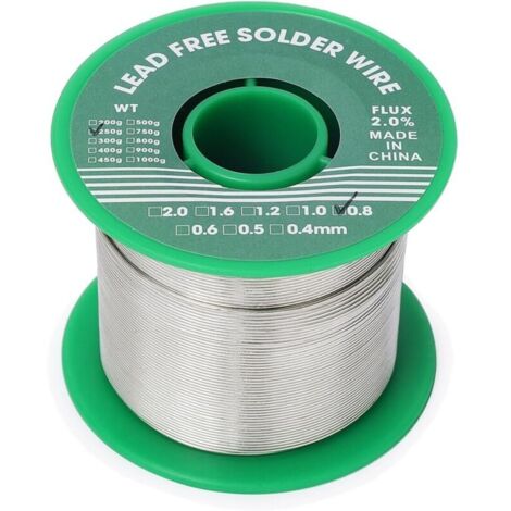 Etain a Souder, Fil de Soudure Sans Plomb 0.8mm 250g, Mince à Noyau Avec Flux de Colophane, Sn99%-Ag0.3%-Cu0.7%, Bobine d'étain à Souder pour Soudure la électrique