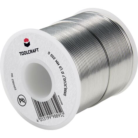 Étain à souder sans plomb TOOLCRAFT bobine Sn99,3Cu0,7 ROL1 250 g 1 mm Q871552