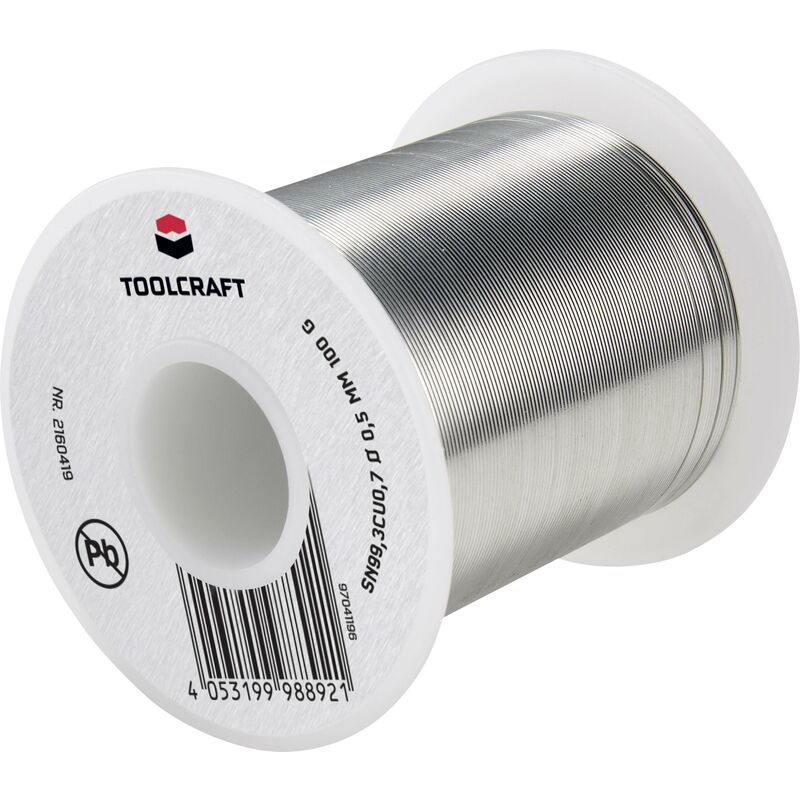 Tain à souder sans plomb bobine Sn99,3Cu0,7 ROL1 100 g 0.5 mm Q871902 - Toolcraft