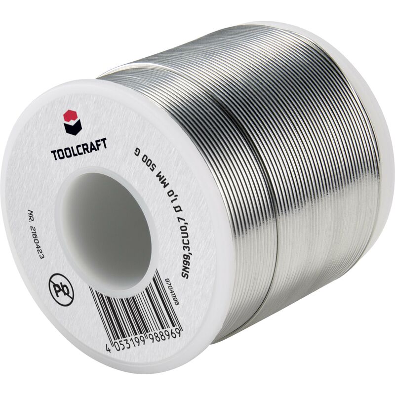 Toolcraft - tain à souder sans plomb bobine Sn99,3Cu0,7 ROL1 500 g 1 mm Q871522