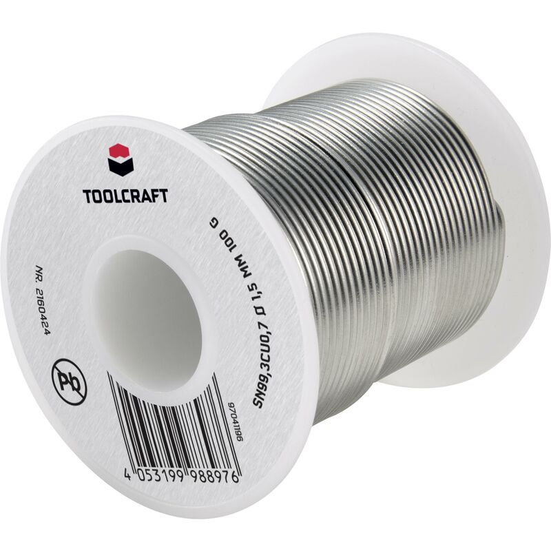 Toolcraft - tain à souder sans plomb bobine Sn99,3Cu0,7 ROL1 100 g 1.5 mm Q871512