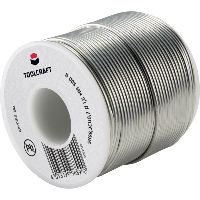 Toolcraft - tain à souder sans plomb bobine Sn99,3Cu0,7 ROL1 500 g 1.5 mm Q871582