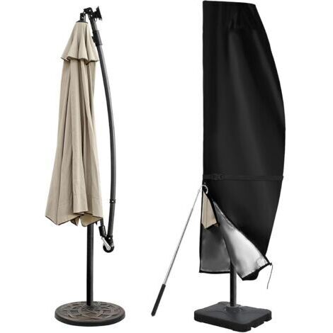 Etanche au Vent Résistant aux UV Tissu Oxford Housse Parasol Déporté, de Jardin avec Tige Télescopique et Évent Supérieur