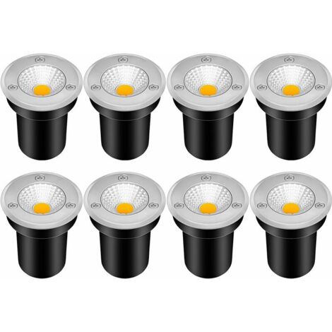 Étanche Basse Tension Paysage Lumière LED Well Light 3W 12V-24V Lampadaire IP67 Step Garden Light Outdoor (Pack de 8 Blanc Chaud)
