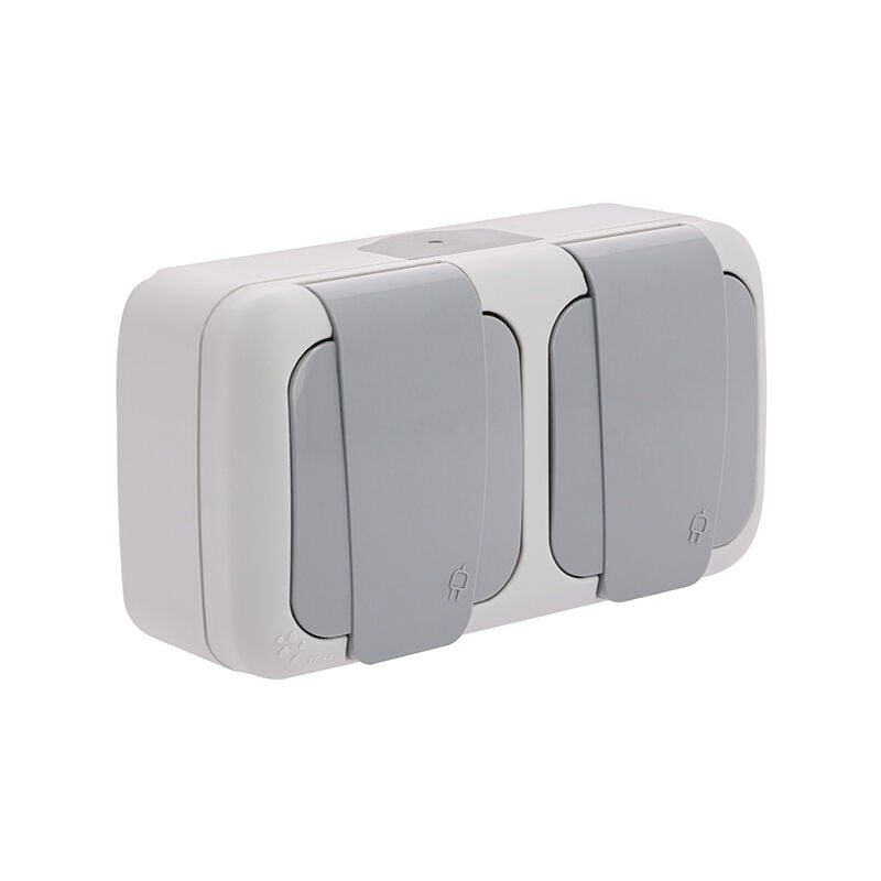 Double prise de courant 2P+T étanche complet gris IP54 SIE885091 - Siemens