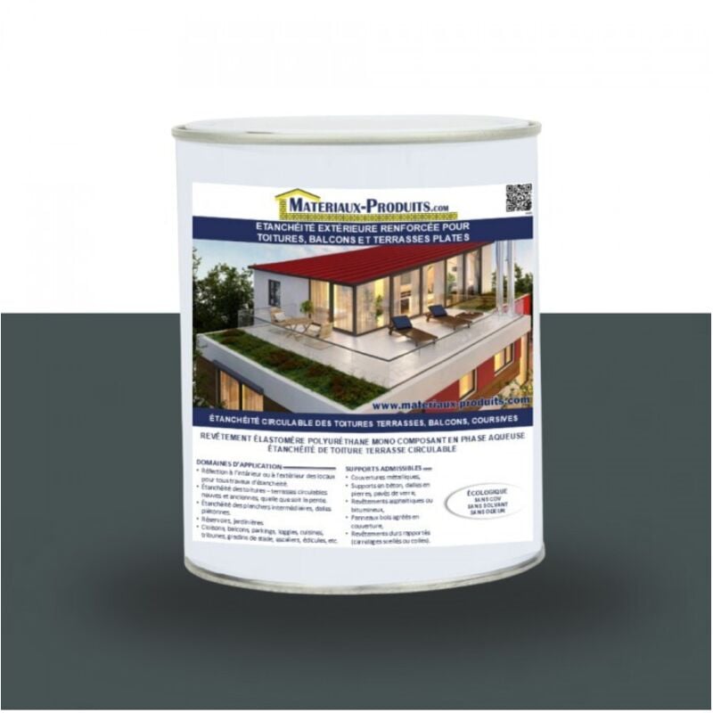 Matpro - Etanchéité extérieure renforcée pour toitures, balcons et terrasses plates - 1 Kg Gris anthracite