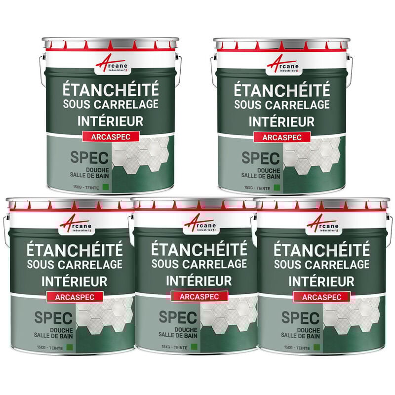Arcane Industries - Etancheite sous carrelage douche salle de bain cuisine imperméabilisation placo spec - Offre Spéciale : 5 x 15 Kg