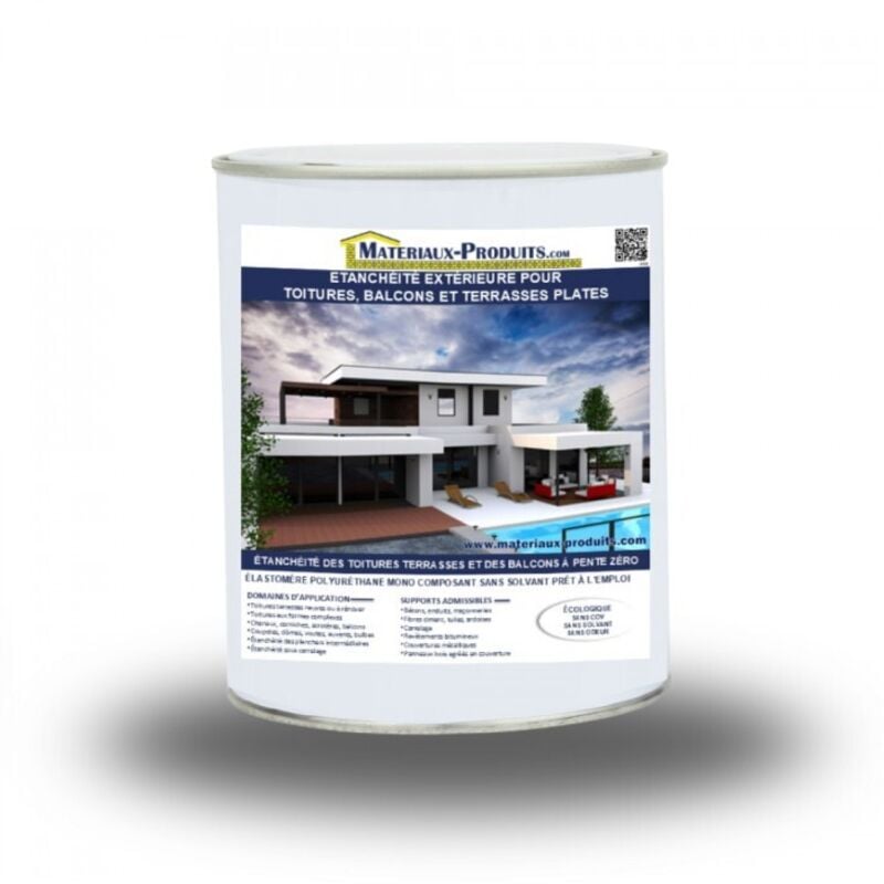 Etanchéité Extérieure pour Toitures, Balcons et Terrasses Plates - 5 Kg Blanc Matpro