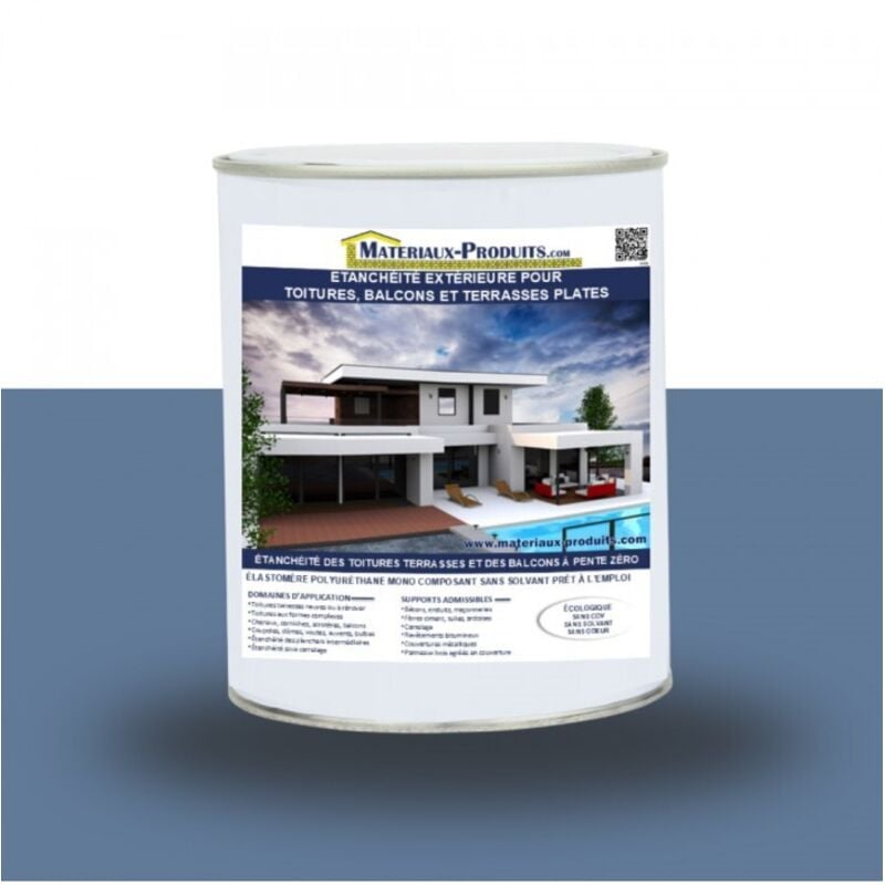 Etanchéité Extérieure pour Toitures, Balcons et Terrasses Plates - 1 Kg Bleu pigeon Matpro