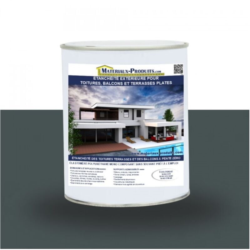 Etanchéité Extérieure pour Toitures, Balcons et Terrasses Plates - 1 Kg Gris anthracite Matpro