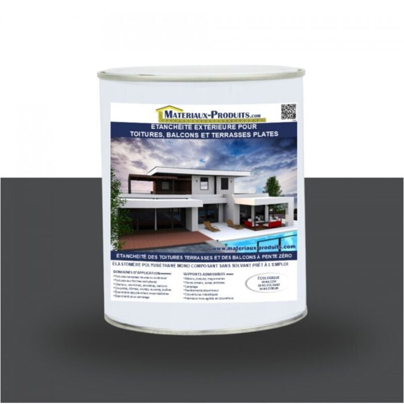 Matpro - Etanchéité Extérieure pour Toitures, Balcons et Terrasses Plates - 1 Kg Gris basalte