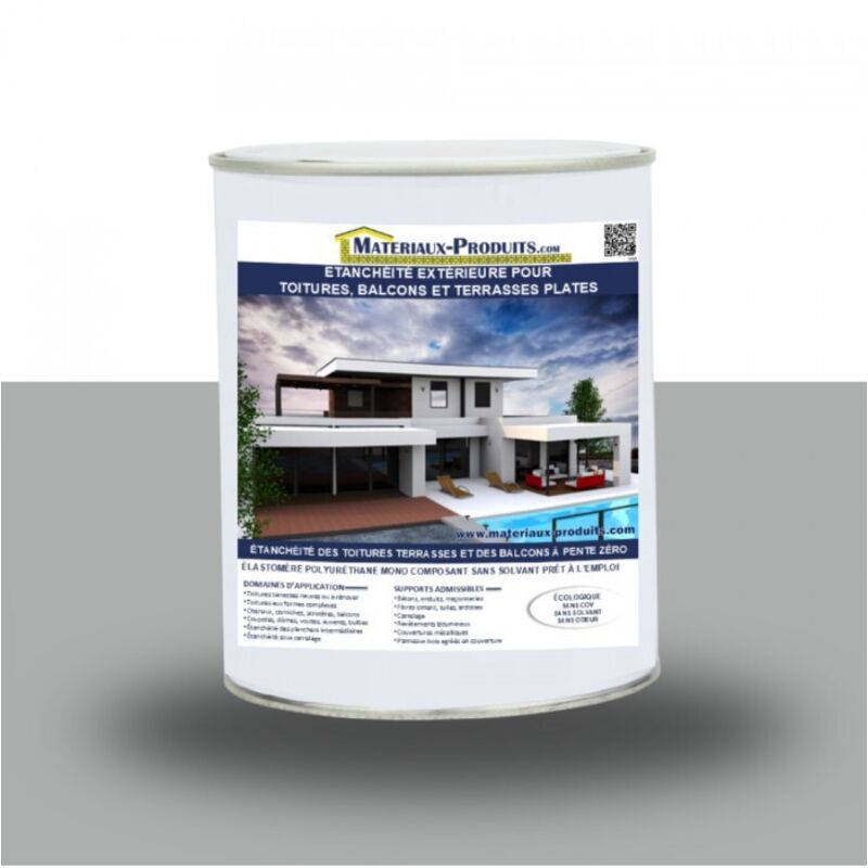 Etanchéité Extérieure pour Toitures, Balcons et Terrasses Plates - 1 Kg Gris ciment Matpro