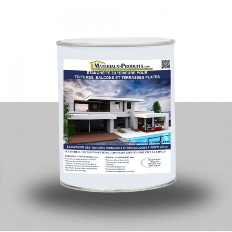 Matpro - Etanchéité Extérieure pour Toitures, Balcons et Terrasses Plates - 1 Kg Gris perle