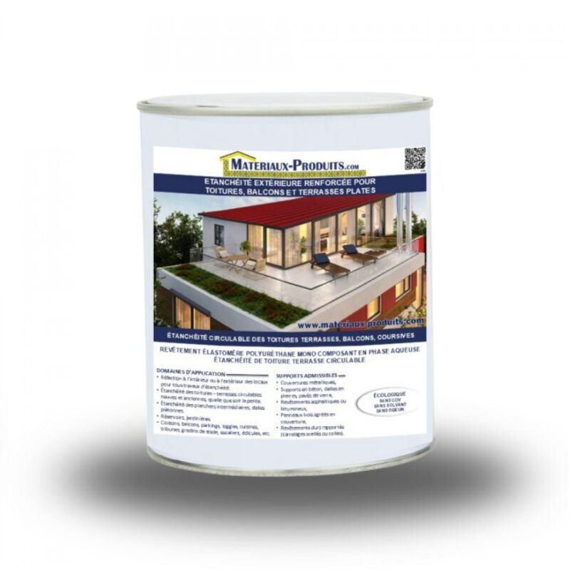 Etanchéité extérieure renforcée pour toitures, balcons et terrasses plates Blanc - 2.5 Kg Blanc Matpro