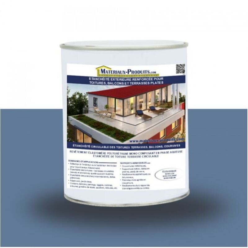Matpro - Etanchéité extérieure renforcée pour toitures, balcons et terrasses plates - 1 Kg Bleu pigeon