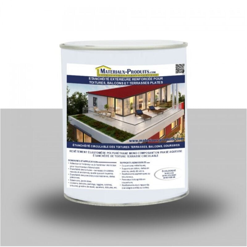 Matpro - Etanchéité extérieure renforcée pour toitures, balcons et terrasses plates - 1 Kg Gris perle