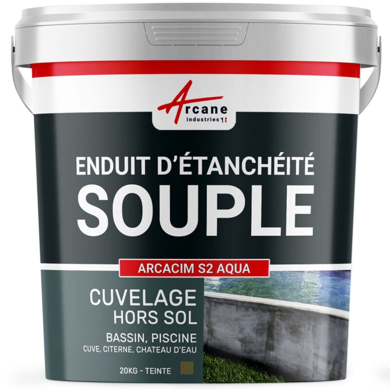 Arcane Industries - tanchéité bassin citerne béton enduit souple pour ouvrage hors-sol ou fissuré piscine sous carrelage - arcacim S2 aqua - 20 kg