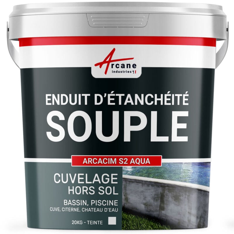 Arcane Industries - tanchéité bassin citerne béton enduit souple pour ouvrage hors-sol ou fissuré piscine sous carrelage - arcacim S2 aqua - 20 kg