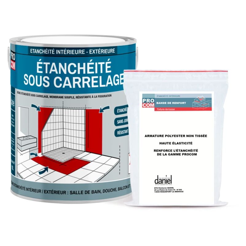 Etancheite sous carrelage, KIT douche, salle de bain, pièce humide - résine d'imperméabilisation, protection à l'eau - PROCOM 0097df 2.5 litres