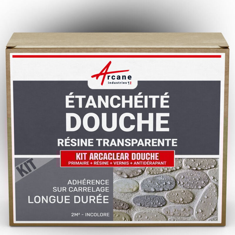 Arcane Industries - tanchéité transparente douche salle de bain sur carrelage en kit - 2 m²