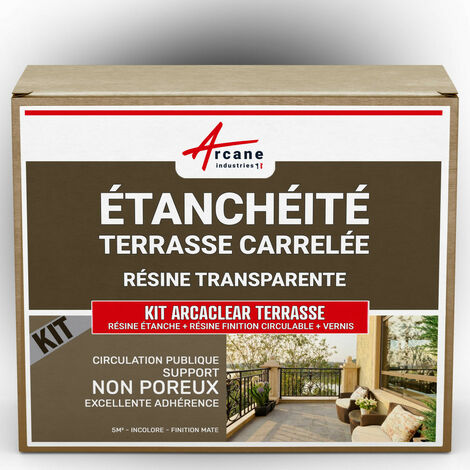 étanchéité transparente terrasse carrelée résine produit translucide carrelage balcon ARCANE INDUSTRIES Transparent - Finition Mate - 5m², circulation légère, support non poreux