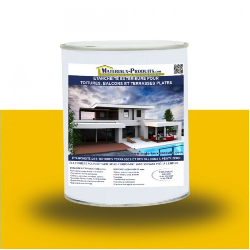 Matpro - Etanchéité Extérieure pour Toitures, Balcons et Terrasses Plates - 1 Kg Jaune Soleil