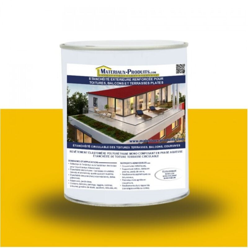 Matpro - Etanchéité extérieure renforcée pour toitures, balcons et terrasses plates - 20 Kg Jaune Soleil