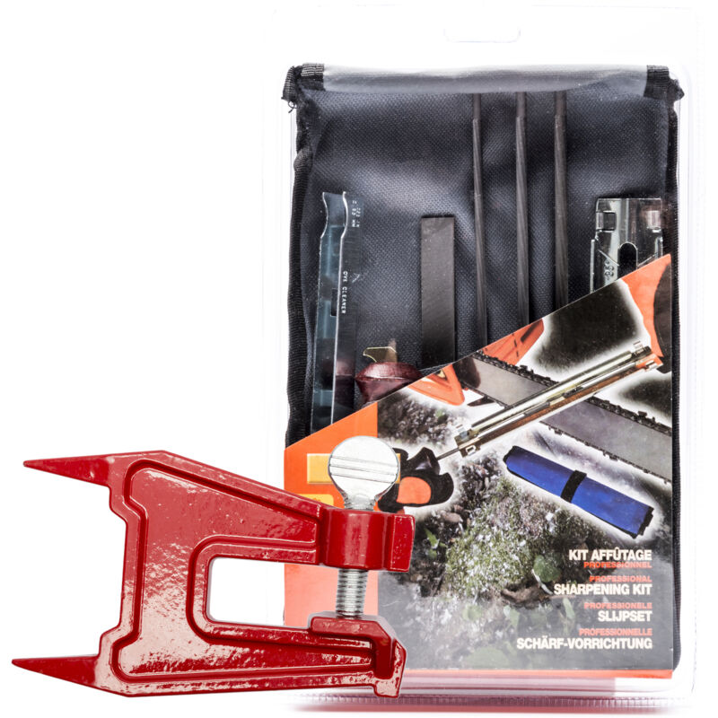 Etau 2 pointes avec kit affutage complet pour chaine de tronçonneuse