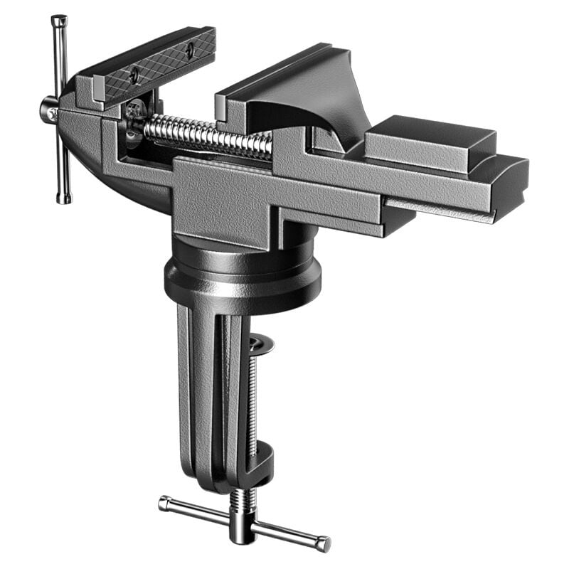 Beijiyi - tau de Table Mâchoires de 70 mm, Petite Pince Tête Pivotant 360°Multi Angle avec Enclume, Etau à Ventouse avec Base Outil Embarqué