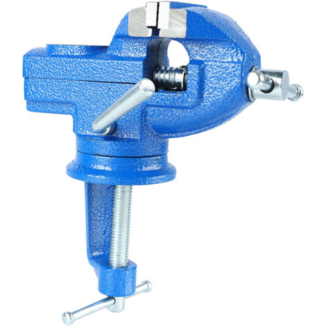 Étau d'établi robuste 50mm, mors haute dureté, rotation 360°, serre-joint universel bleu (1,5kg)