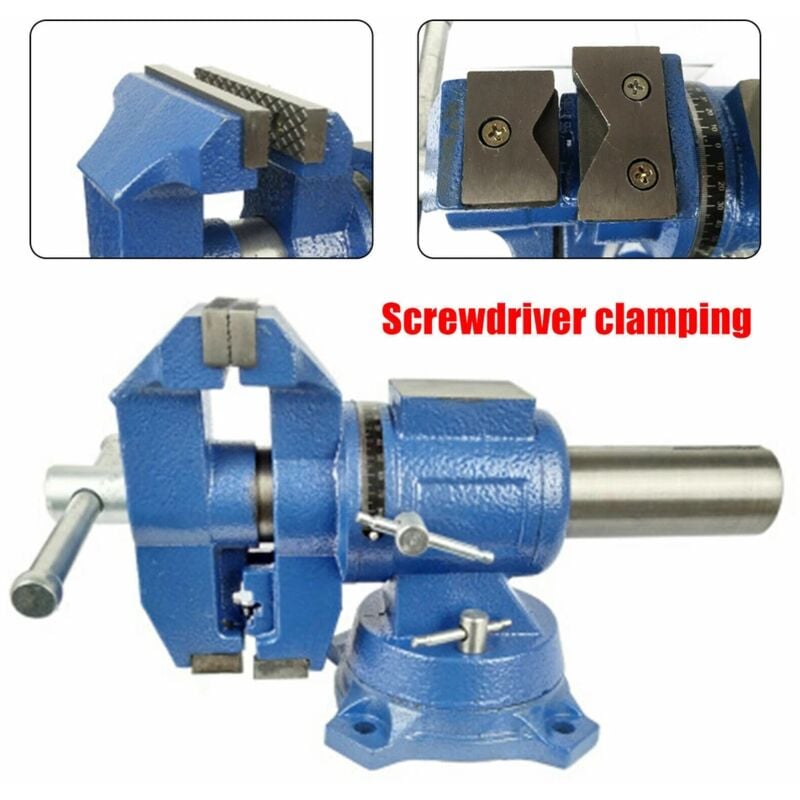 Etau rotatif professionnel 125 mm, pivotant à 360°, étau polyvalent 5 in (15kg), largeur de serrage, bleu
