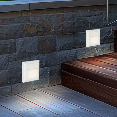 Etc-Shop – Applique murale extérieure LED blanche – Lot de 2 – IP65 – 2W 60lm blanc chaud – Dimensions 12,4x12,4 cm – Pour terrasse et balcon