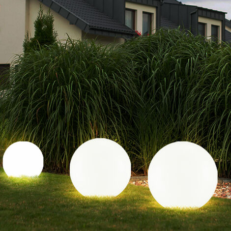 Etc-Shop – Boule lumineuse solaire décorative pour jardin – Lot de 3 – 2 LED blanc chaud – Autonomie 6-8h – Piquet inclus – D 10/20 cm