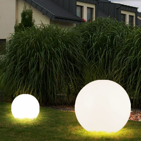 Etc-Shop – Boule lumineuse solaire décorative pour jardin – Lot de 2 – IP44 – Autonomie 6-8h – Blanc chaud – Piquet inclus – D 10/30 cm