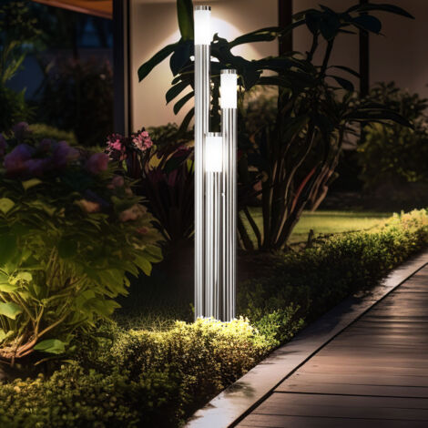 Etc-Shop – Lampadaire d'extérieur LED 25,5W – Acier inoxydable IP44 – 3 colonnes 28x170cm – Couleur blanc chaud – 3165 Lumen pour éclairage efficace