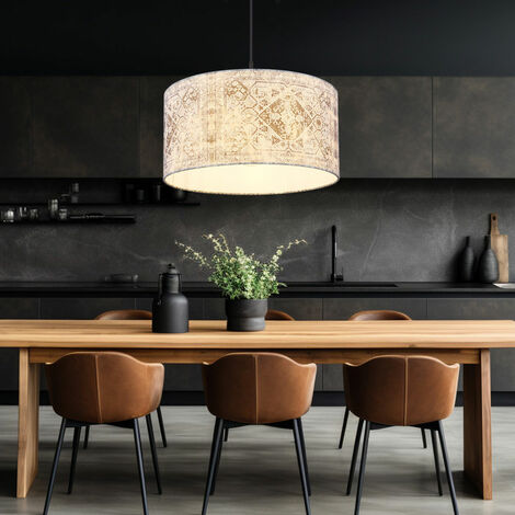Etc-Shop – Lampe suspendue abat-jour textile bleu gris noir – Hauteur réglable jusqu'à 150 cm – Douille E27 – Diamètre 40 cm