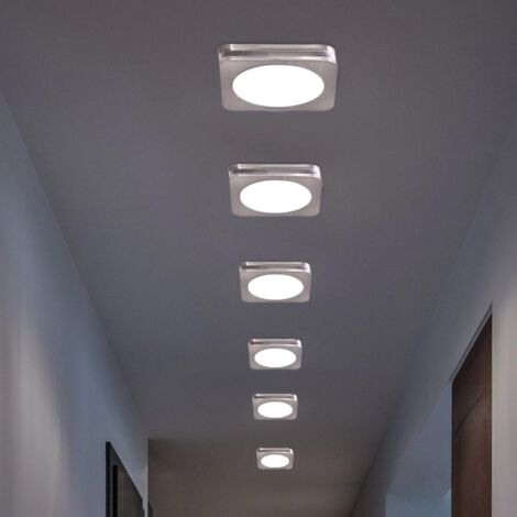 Etc-Shop – Lot de 6 spots encastrables LED nickel mat – Éclairage blanc chaud – Dimensions 8,2 x 8,2 cm – Classe de protection IP20