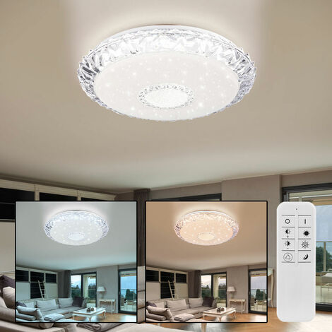 Etc-Shop – Plafonnier dimmable 50 cm – Télécommande incluse – Couleur de lumière réglable 3000-6500K – 40W 2980lm – Design cristal moderne