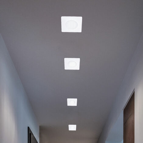 Etc-Shop – Spot encastrable LED carré blanc chaud 12W 1000lm – Dimensions 10,2x10,2 cm – Pack de 4 – Pour plafond et salon