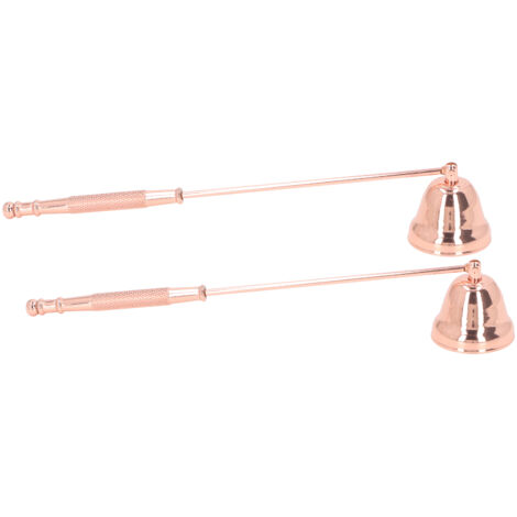 Éteignoir à bougie 2 pièces, manche long, forme cloche, métal, rose doré, outil extinction mèche
