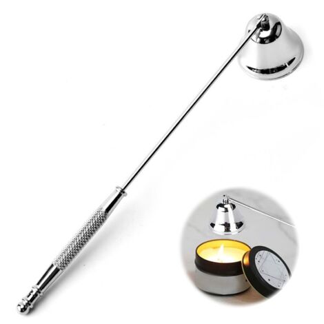 Éteignoir à Bougie Argent, Eteignoir a Bougies avec Long Manche, Bougie Extincteur en Acier Inoxydable, Peut éteindre la Flamme de Manière Sûre, Ideal pour Les Cadeaux