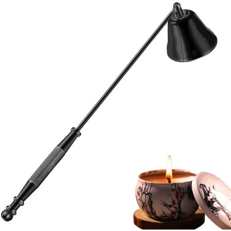 Éteignoir à bougie en acier inoxydable avec long manche et boîte cadeau (noir)