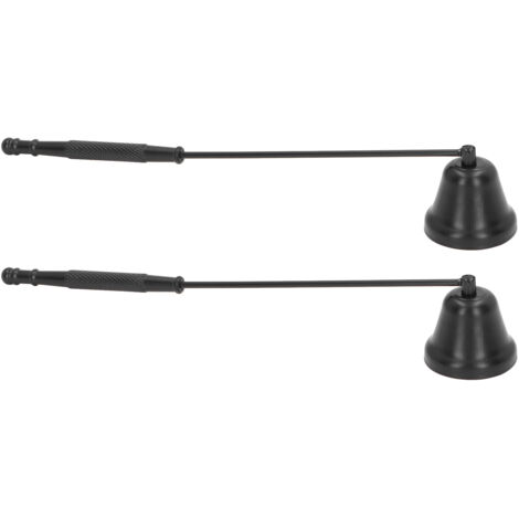 Éteignoir à Bougie en Métal Noir avec Long Manche et Forme de Cloche - 2 Pièces, Outil d'Extinction de Mèche