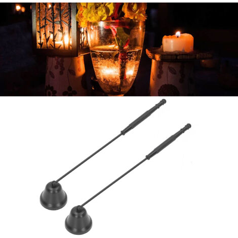 Éteignoir de Bougie avec Manche Long et Couverture de Forme Cloche en Métal Noir, 2PCS - Snuffer à Flamme pour Extinction de Bougie