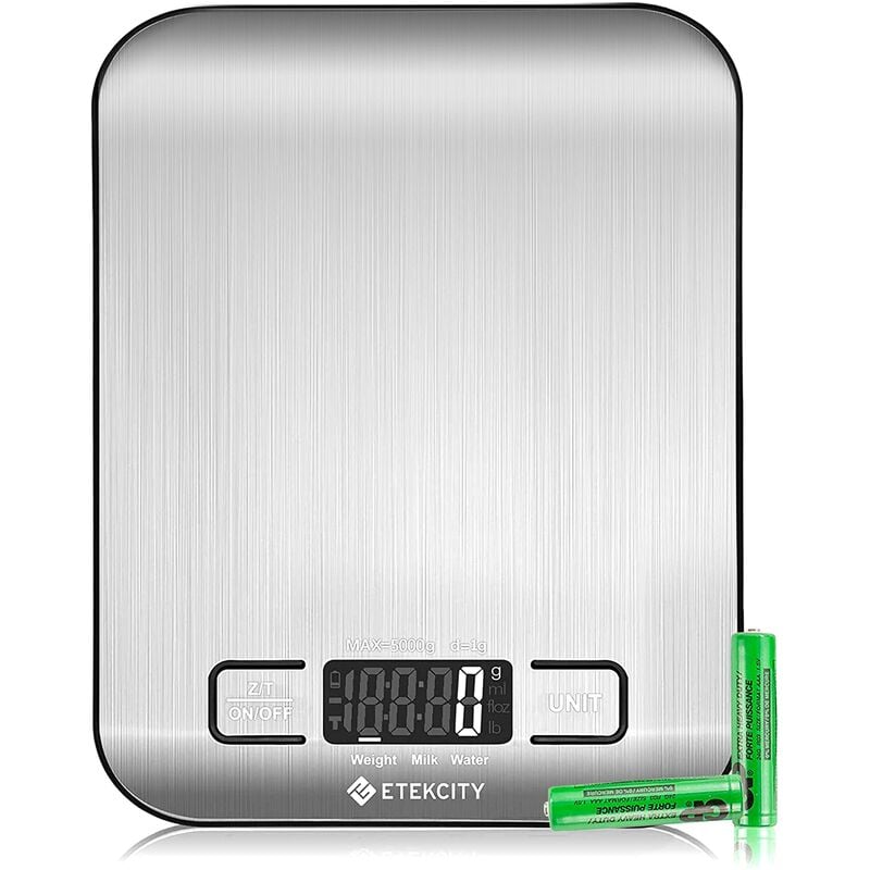 Image of Etekcity - Bilancia da cucina digitale elettronica da 5 kg con grande display lcd, bilancia da cucina ultra sottile, in acciaio inox, misurazione dei