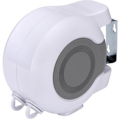 Étendoir À Linge À 2 Câbles Rétractables Extensible 26m (13m×2) – ABS+PVC, Rotation 180°, Charge 15 Kg, Corde 2.9 Mm, Blanc/Gris