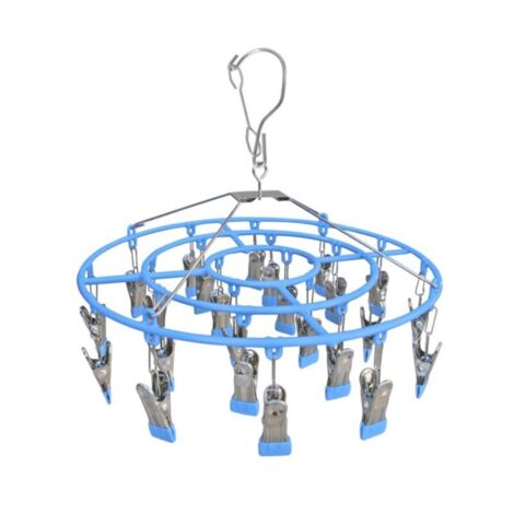 Étendoir à linge en acier inoxydable avec 24 pinces, crochet pivotant rond, séchoir coupe-vent pour sécher serviettes, souti