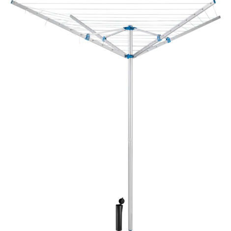Etendoir à linge parapluie aluminium 40m – 10 cordes – Réglable en hauteur jusqu'à 196 cm – Pour extérieur et petits espaces