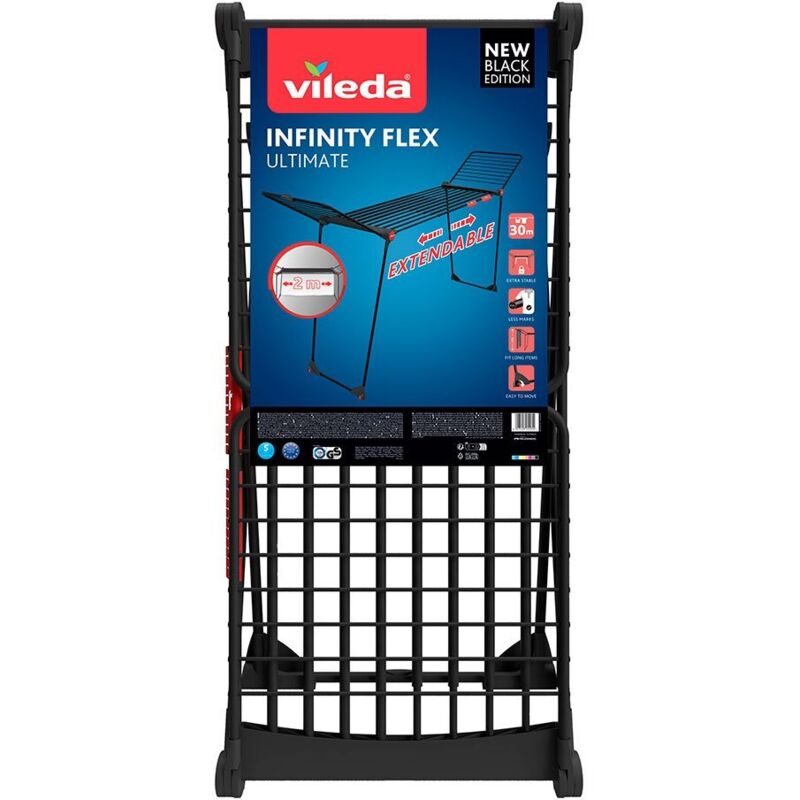 étendoir à Linge Extensible Infinity Flex Ultimate, Noir Mat, Pose 30 M